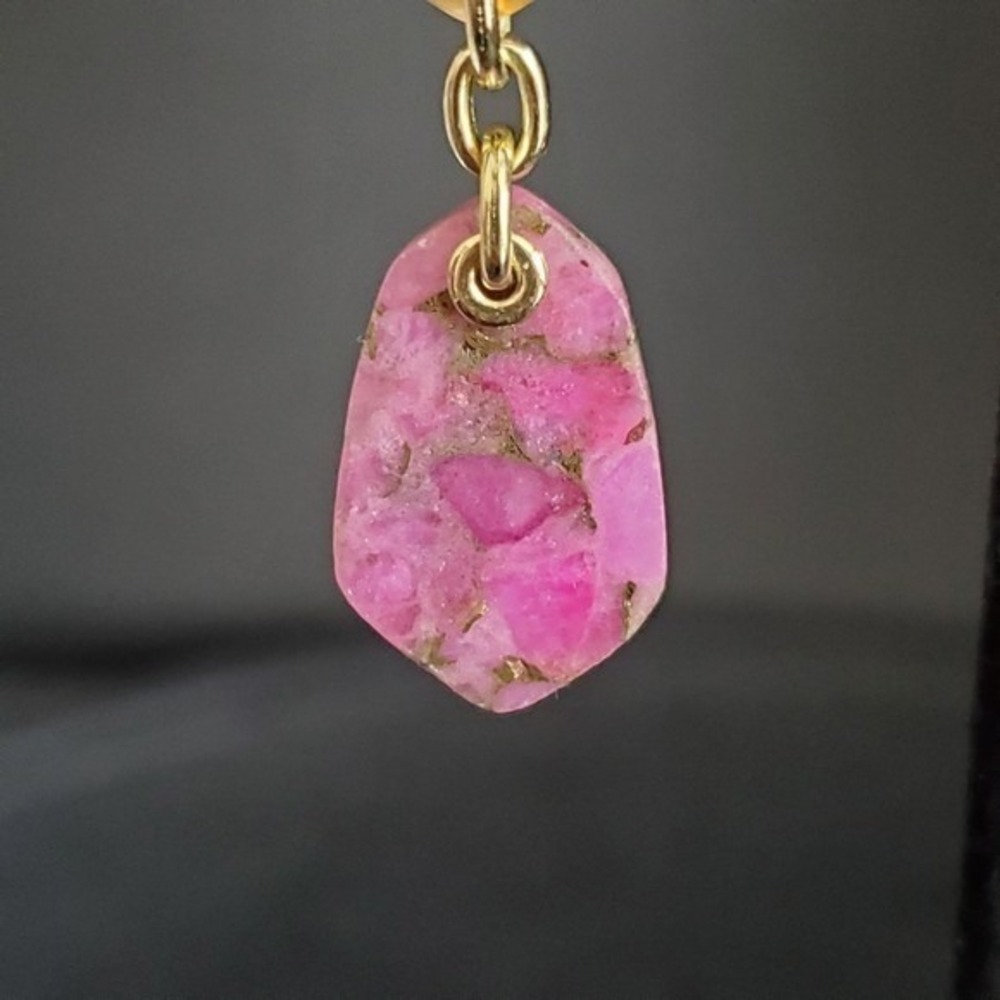 Kendra Scott Magenta Jade Gold Plated Dangle Drop Earrings Boho Gift Retired - Picture 3 of 7